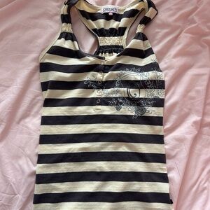 y2k Striped Black and pastel yellow Tank Top